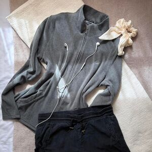 ralph lauren | size l — heather grey full zip fleece jacket